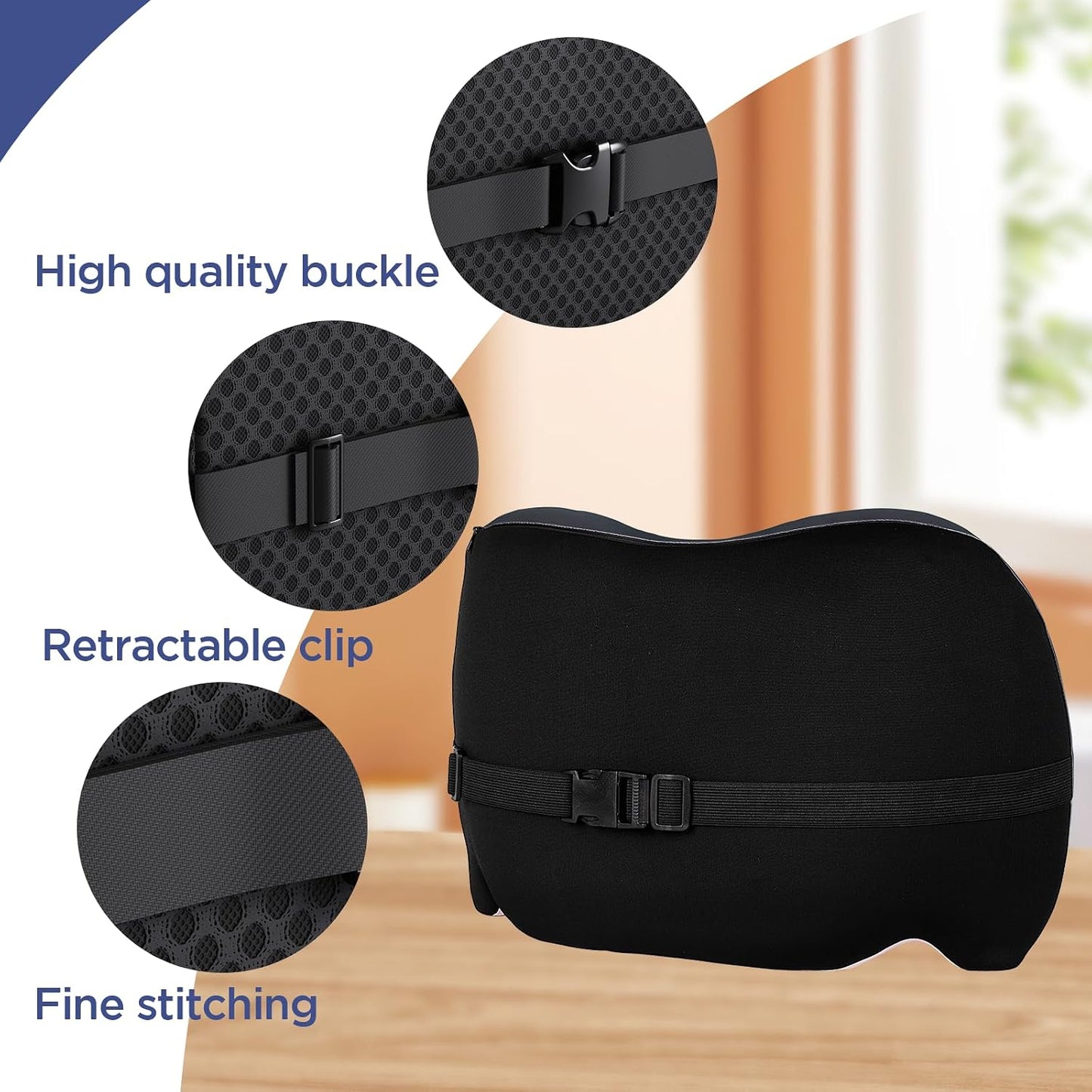 Lumbar Support Pillow for Office Chair, Memory Foam Car Back Cushion | Lumbar Pillow Lower Back with 4d Mesh Cover Adjustable Straps, Ergonomic Chair Back Pillow for Office, Car, Gaming Chairs