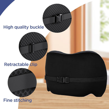 Lumbar Support Pillow for Office Chair, Memory Foam Car Back Cushion | Lumbar Pillow Lower Back with 4d Mesh Cover Adjustable Straps, Ergonomic Chair Back Pillow for Office, Car, Gaming Chairs