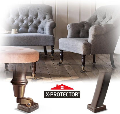 Furniture Cups X-PROTECTOR – 1.7" Caster Cups 4 PCS – Furniture Coaster | Ideal Bed Stoppers – Non Skid Furniture Pads with a Perfect Design – Lined Rubber Furniture Pads - Protect Any Flooring!