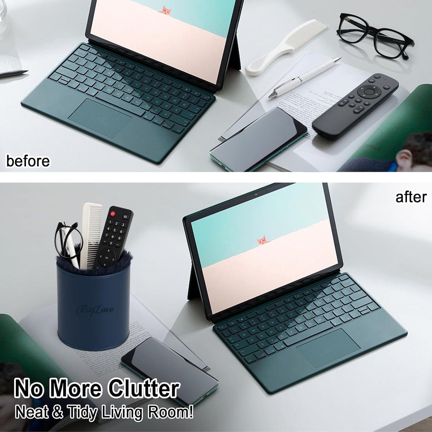 RayLove Leather Eyeglasses Case, Glasses Case, Anti-scratch Glasses Storage Organizer, Sunglasses Case with Soft Plush Lining