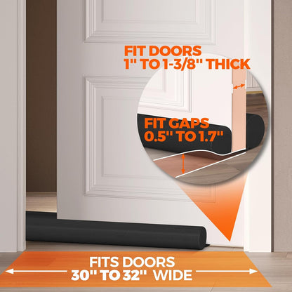 Holikme Under Door Draft Stopper Door Seal Gap Filler Weather Stripping | 36 Inch Soundproofing Noise Blocker Window Breeze Adjustable Draft Blocker for Bottom of Door Stop Light, Air, Dust, Gray