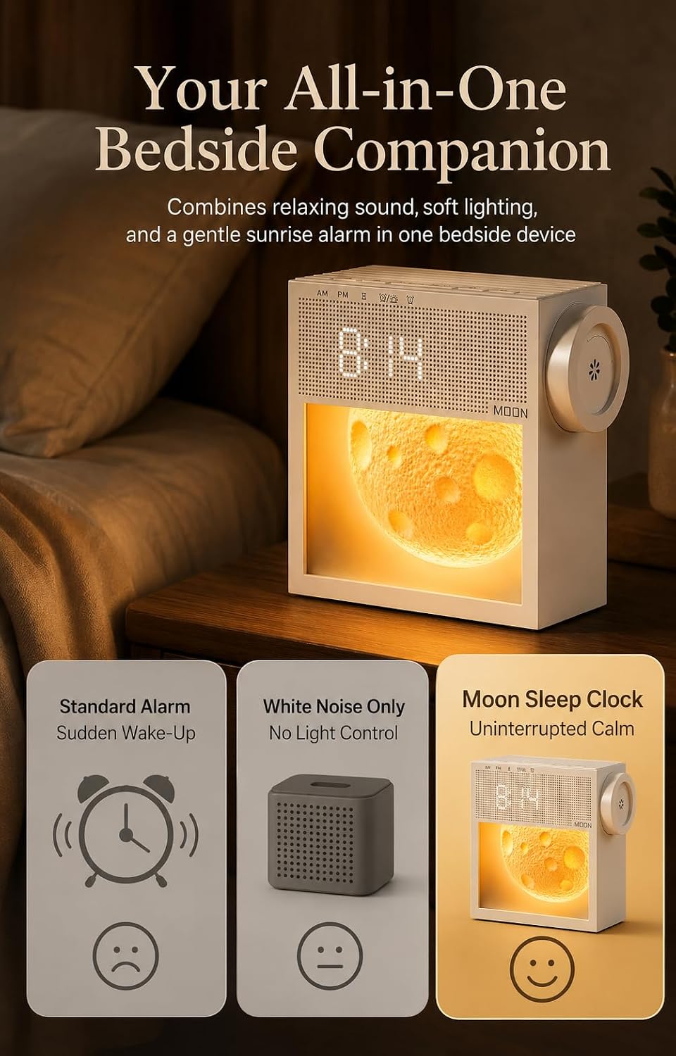 Sunrise Alarm Clock with Sound Machine, Wake Up Light & Wireless Charger