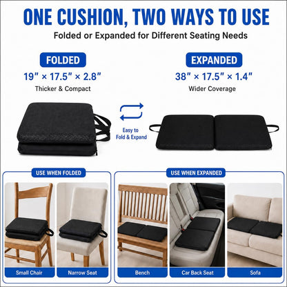 Gel Seat Cushion for Long Sitting - 16.5" x 14.5" x 2.4" (Extra Thick＆Soft)