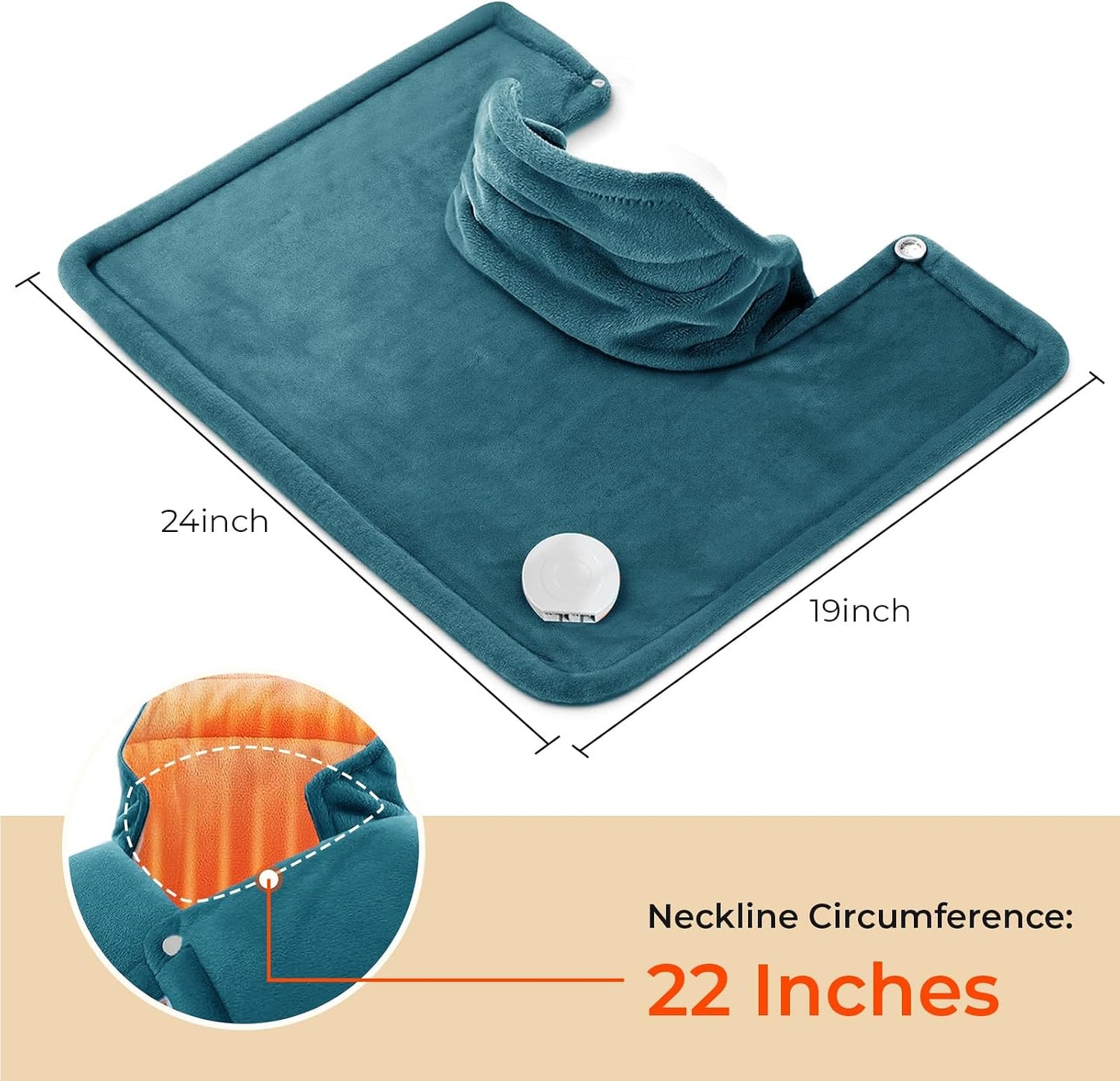 VAAGHANM Heating Pad: Electric Weighted Instant Heat Pad for Neck & Shoulders & Back -6 Heat Options & 6 Auto Timer Mode -for Office/Home/Post-Workout