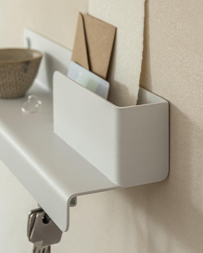 Kazai. Key Holder for Wall 'Holmsen' | Minimalist Key Hooks Design from Berlin | Modern Key Hanger with Metal Shelf | Key Hook Wall Mounted as Hallway Furniture | Sand Taupe