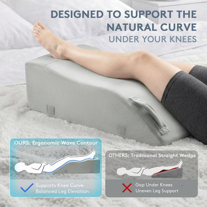 Leg Elevation Pillow for After Surgery, Adjustable Wedge Pillow for Legs Knee Swelling & Blood Circulation Relief, Knee Replacement Surgery Recovery Pillow (Velvet Grey, 27.5inx13inx10in)