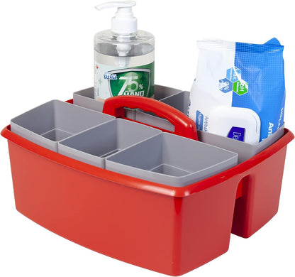 Storex 2-Compartment Large Cleaning Caddy – Multipurpose Supply Organizer with Handle - Black, 1-Pack (00973A06C)