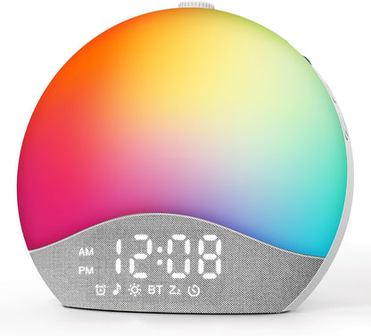 EASYERA Sunrise Alarm Clock Sound Machine, 26 Soothing Sounds | Backlit Buttons, White Noise Machine Night Light, Bluetooth Speaker Wake Up Light | Bedroom | Heavy Sleeper, Adults, Kids