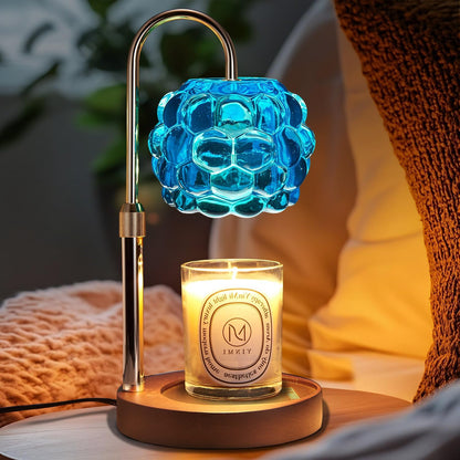 Candle Warmer Lamp with Timer Adjustable - Height Candle Warmer, Dimmer, Black Glass Wax Melting Lamps for Home Decor, for Candles in Jars with 2 Bulbs