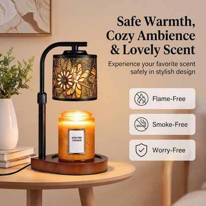Candle Warmer Lamp with Timer & Dimmer- Electric Wax Melt Warmer with Adjustable Height for Scented Candles, Home Décor Fragrance and House Warming Birthday Gifts for Women Mom