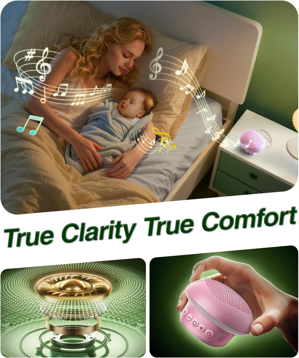 Portable White Noise Sound Machine for Baby Kids Adults, 20 Natural Soothing Sounds, 48H Battery Playback, 30 Volume Levels, 3 Timers, Memory Function & Soft Night Light for Sleep, Home, Travel, Mini