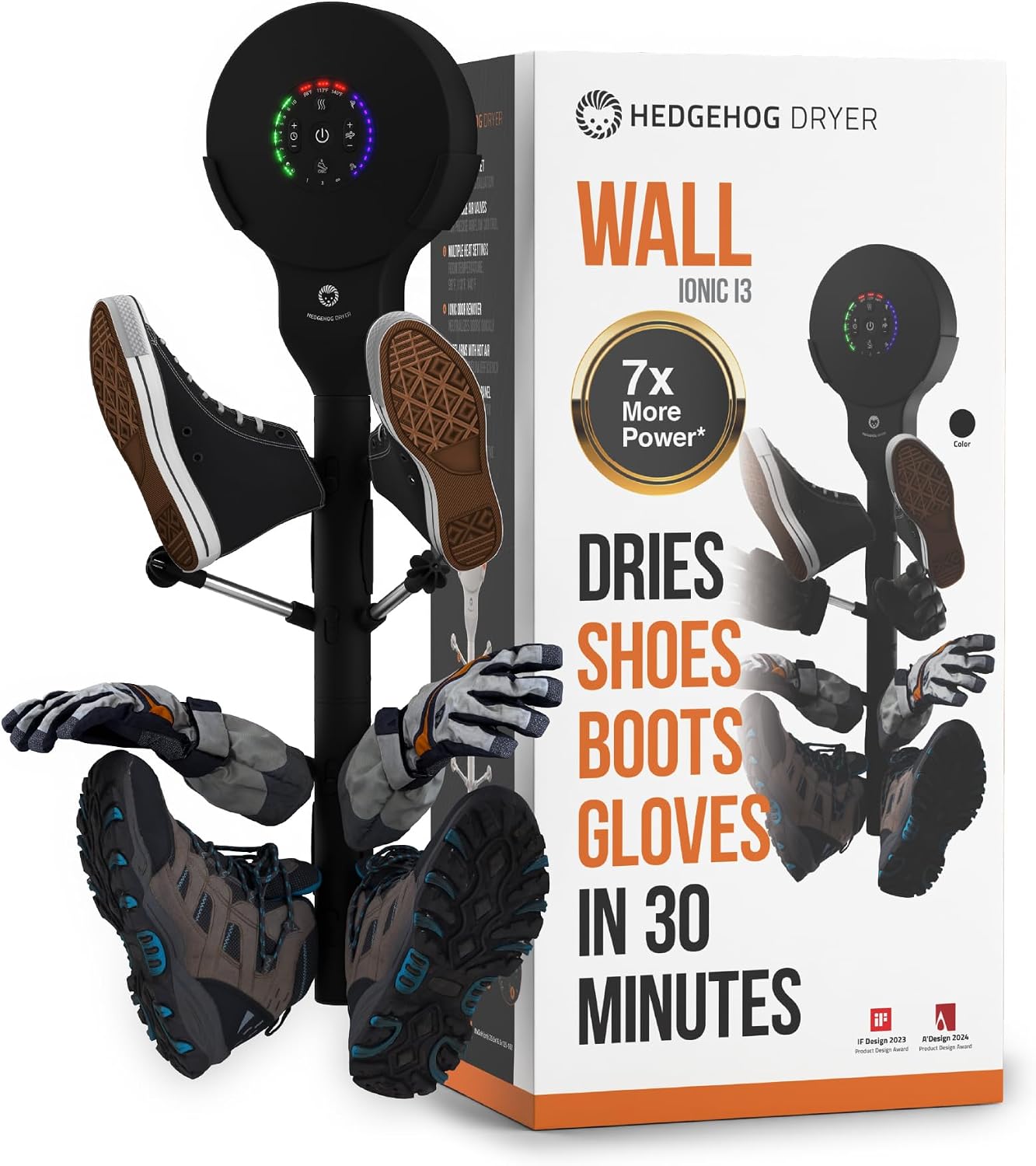 Octopus Portable Heavy Ski Boot Dryer for Work Boots and Shoes | Wall Mounted Fast 2 Pair Shoe Dryer Fan Dries in Minutes, Removes Sweat & Odor, Tornado Mode, Adjustable Heat, Black
