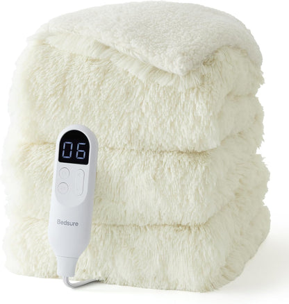 Bedsure Heated Blanket Throw Blanket with Preheat Function - Fast Heating Electric Blanket, Soft Flannel Throw with 6 Time Settings(Up to 10H), 6 Heating Settings, Gifts for Grandma (50"x60", Grey)