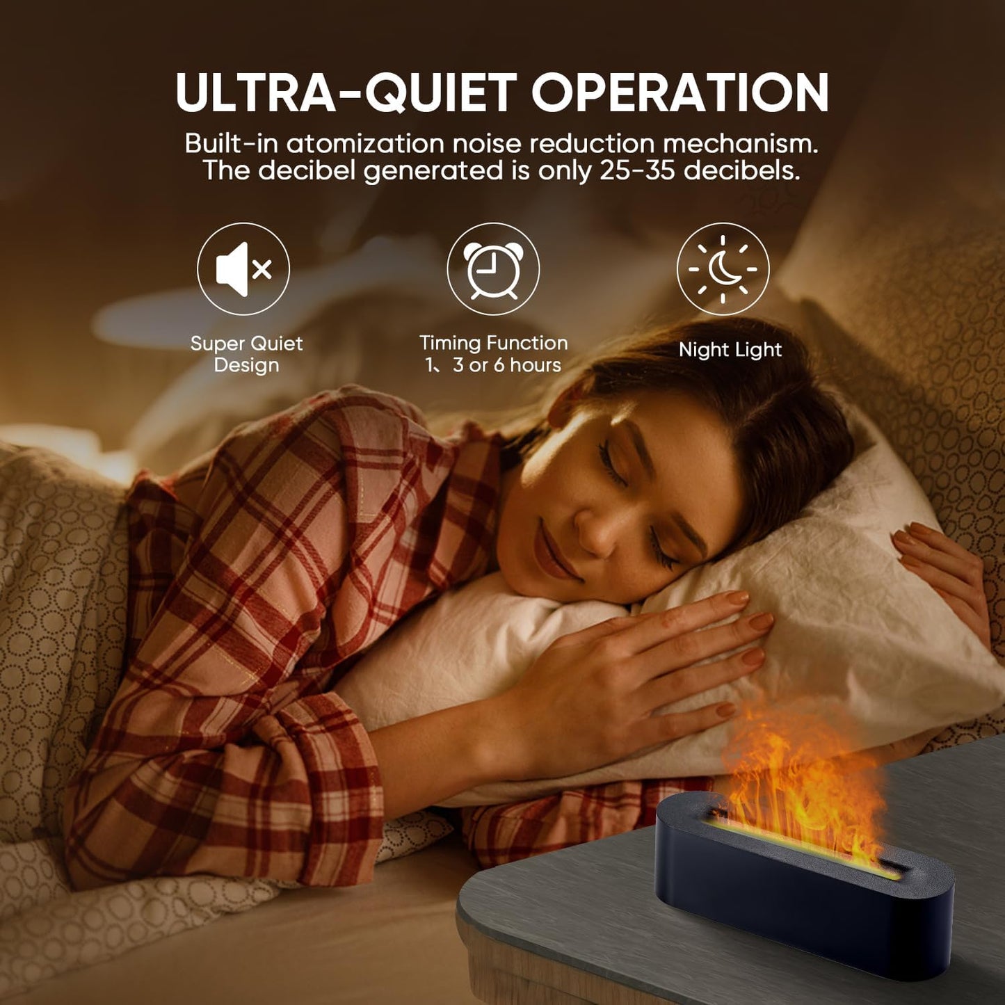YALEDI Essential Oil Diffuser, Fireplace Flame Fire Oil Diffuser, 150ml Ultrasonic Cool Mist Aromatherapy Humidifier, Scent Aroma Diffuser with 7 Colors Light, Timer & Auto-Off for Home, Room (White)