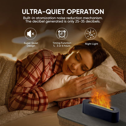 YALEDI Essential Oil Diffuser, Fireplace Flame Fire Oil Diffuser, 150ml Ultrasonic Cool Mist Aromatherapy Humidifier, Scent Aroma Diffuser with 7 Colors Light, Timer & Auto-Off for Home, Room (White)