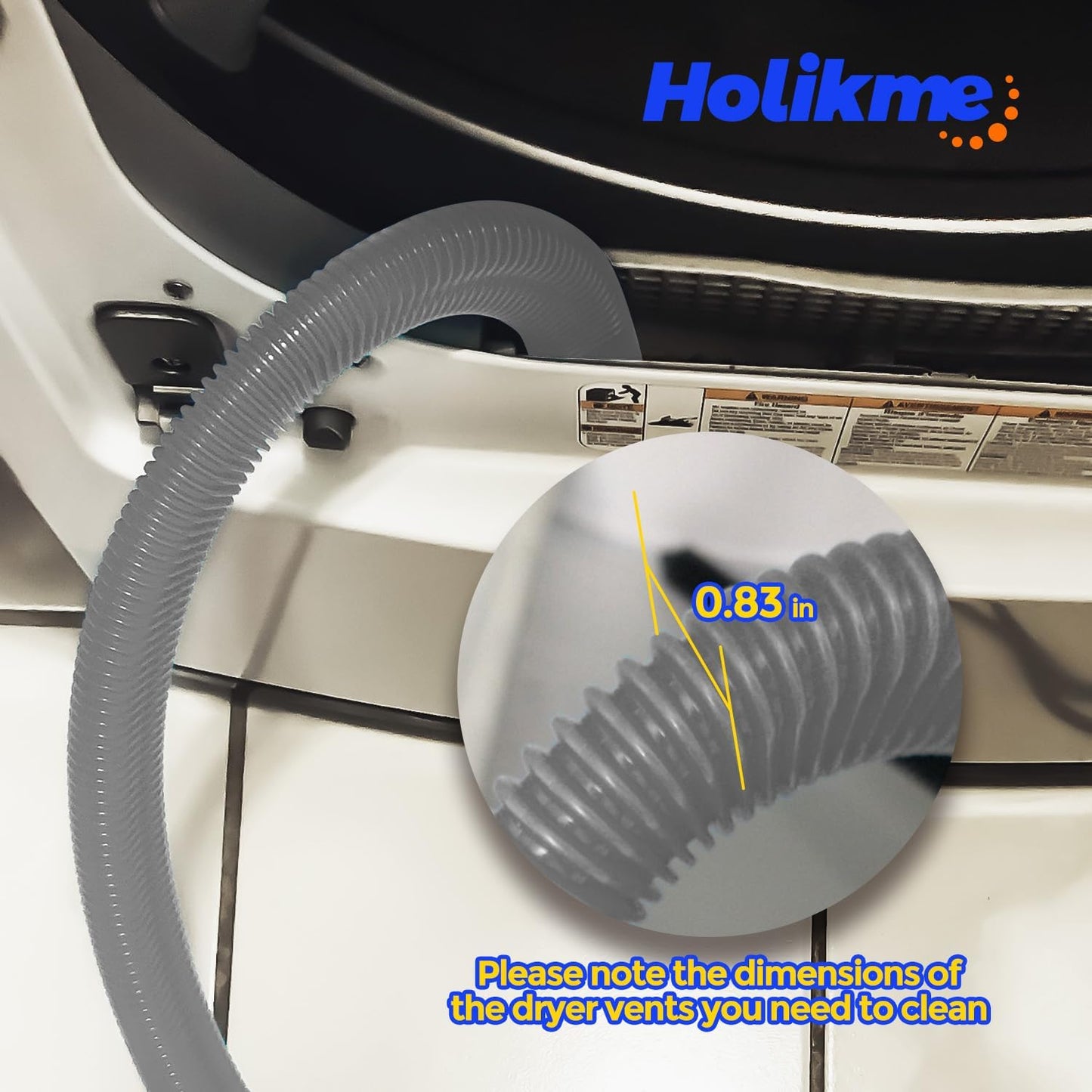Holikme Dryer Vent Cleaner Kit 2Pack - Lint Vacuum Attachment & Brush | Blue Dryer Vent Vacuum Hose Attachment & Brush Reach Deep Traps - Remove Hidden Lint, Speed Drying & Reduce Fire Risk