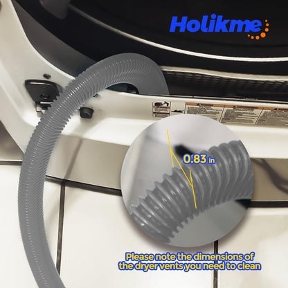 Holikme Dryer Vent Cleaner Kit 2Pack - Lint Vacuum Attachment & Brush | Blue Dryer Vent Vacuum Hose Attachment & Brush Reach Deep Traps - Remove Hidden Lint, Speed Drying & Reduce Fire Risk