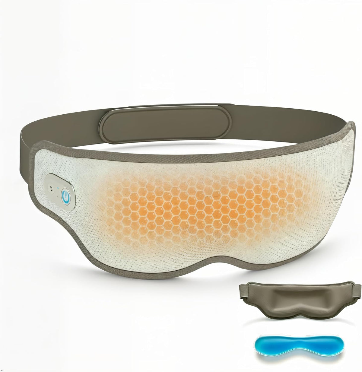 SES 3D Contoured Heated Eye Mask Cordless Vibration for Eye Relief, Gray