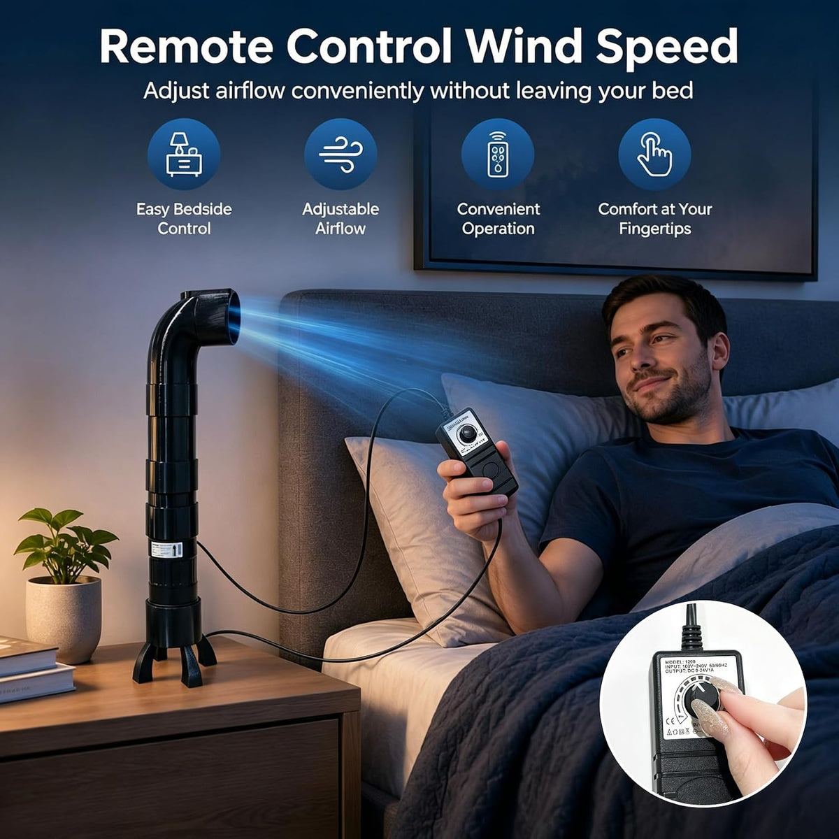 Bed Cooling Fan System for Night Sweats, Under Sheet Bed Fan for Hot Sleepers, Bed Cooling Fans for Cooler Sleep, Suitable for Beds With A Height of 70 cm/27.6 In or Less