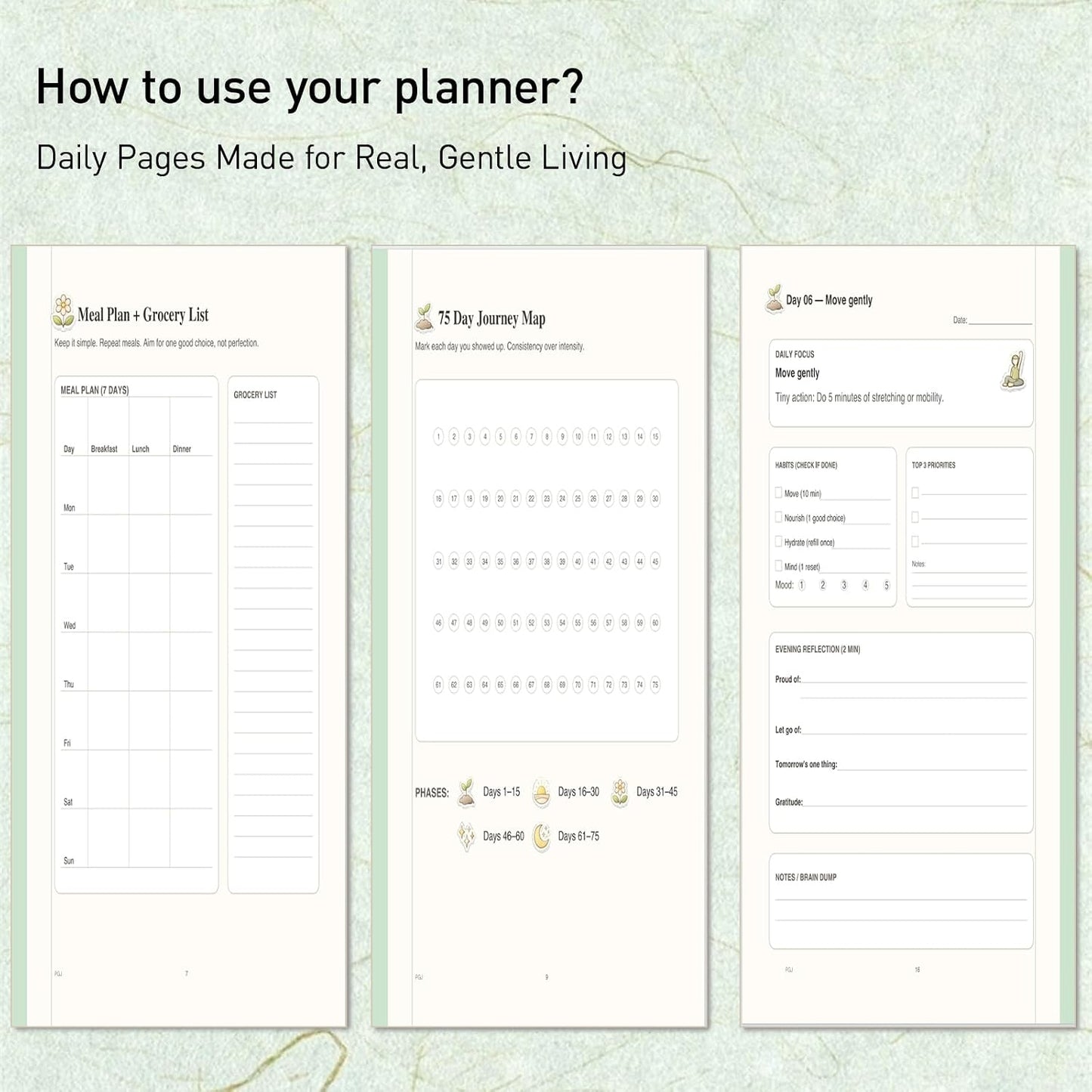 75-Day Soft Challenge Planner (Undated) – Gentle Habit Tracker & Daily Wellness Journal, 5-Minute Routine, Tiny Actions System, Reflection Prompts, Milestone Check-Ins