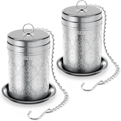 House Again 2 Pack Tea Infusers, Extra Fine Mesh Tea Strainers for Loose Tea, Updated Slim Threaded Lid & 304 Stainless Steel, Loose Leaf Tea Steeper for Brew Tea Spices & Seasonings
