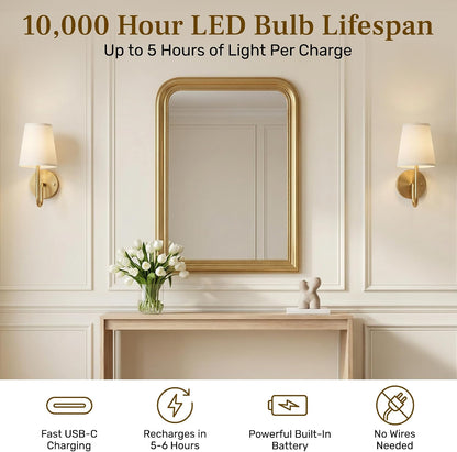 Bell+Howell 2 Pk Rechargeable Wall Sconces Set of Two - Gold