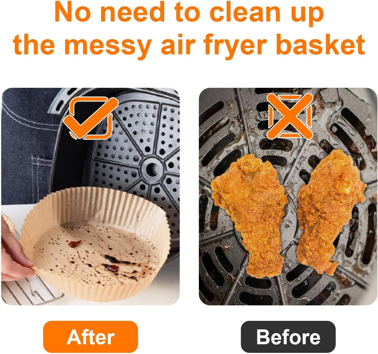 100Pcs Mini Air Fryer Paper Liners Disposable Baking for 2qt Air Fryer | Non-Stick Food Grade Airfryer Sheet Parchment Paper for Ninja AF080 Mini, COSORI 2.1, Instant Vortex 2-QT, CHEFMAN Small