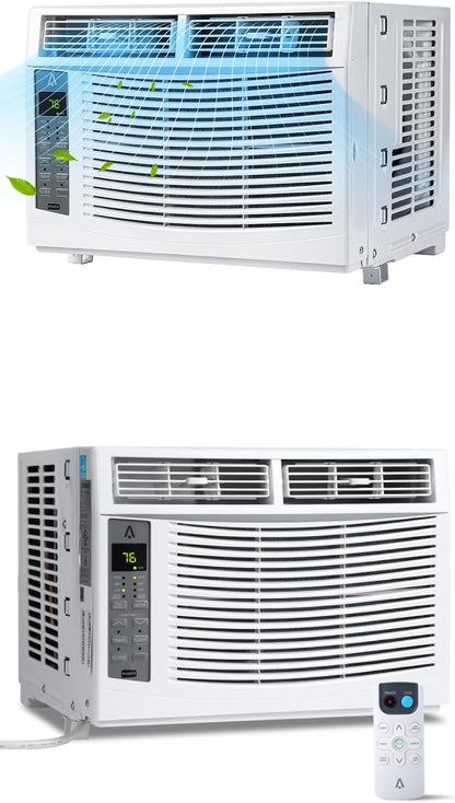 10000 BTU Portable Air Conditioner, 3 In1 Cooling Dehumidifier Fan, Quiet Fast Cooling, 4 Way Swing, LED Display, Remote, 24H Timer, 360° Wheels, Window Kit, Cools Rooms Up to 450 Sq.ft