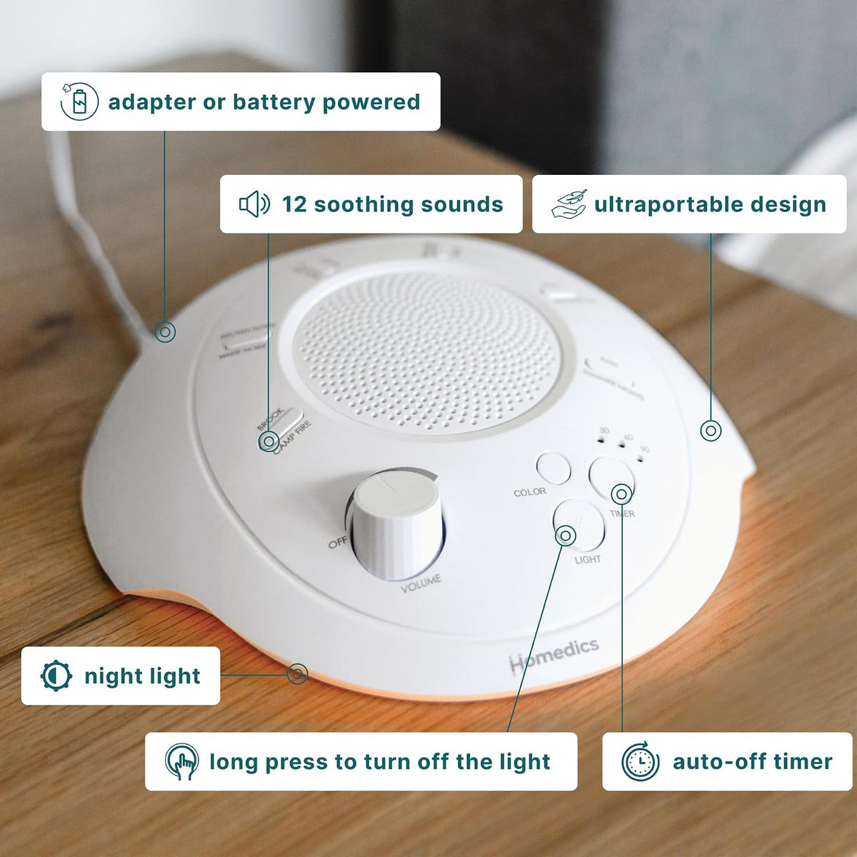 Homedics SoundSleep White Noise Sound Machine, Silver