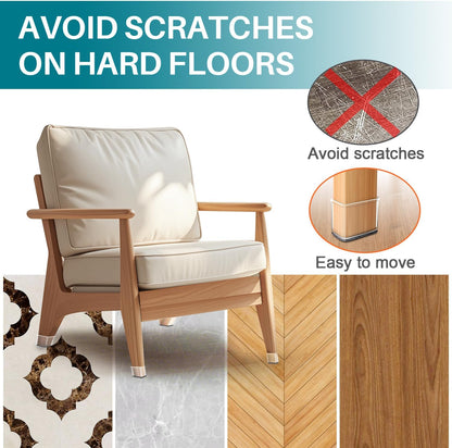 Ansible 24 Pcs Chair Leg Floor Protectors Square | Silicone Felt Furniture Leg Pads Caps Covers for Hardwood Floors (Fit:1-1/16" to 1-5/8")