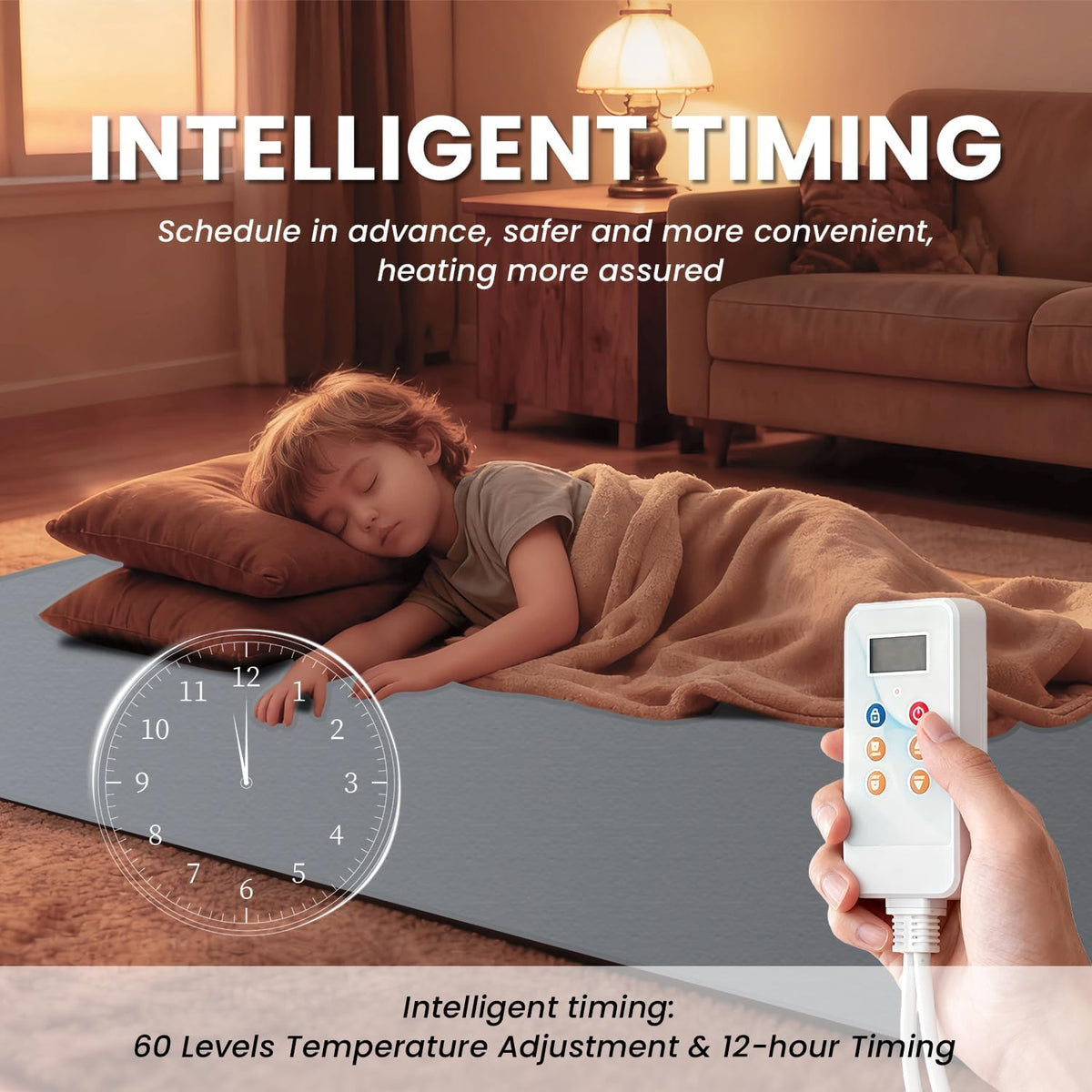 Heated Floor Mats Under Desk, 55" x 79" Heated Foot Warmer