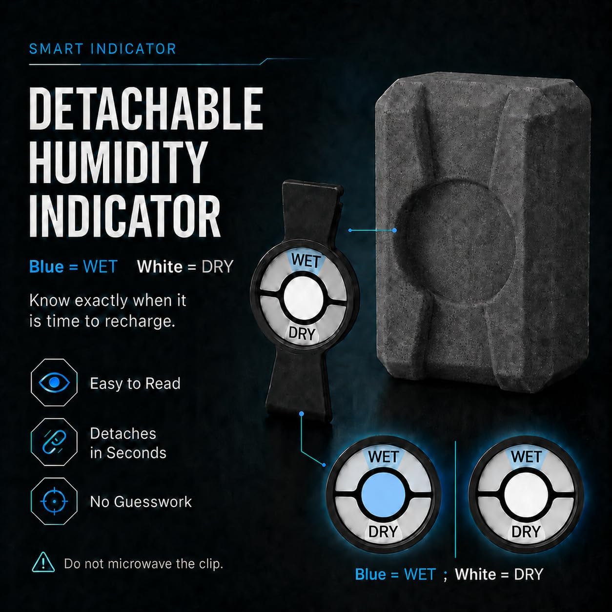CUBE Gun Safe Dehumidifier, 2 Pack, for small confined space | Rechargeable, Reusable Desiccant Stone, Wet/Dry Indicator, Microwave Renewable, For Safes, Toolboxes, Camera Bags & Cars