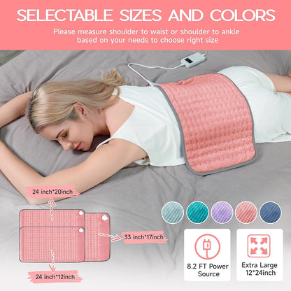 Heating Pad for Period Cramps, Heating Pad for Back/Neck/Shoulder Muscle Pain, 6 Heating&4 Timer Setting, Auto Shut Off, Dry/Moist Heat & Machine Washable, Gray Birthday Christmas Gifts for Women Mom