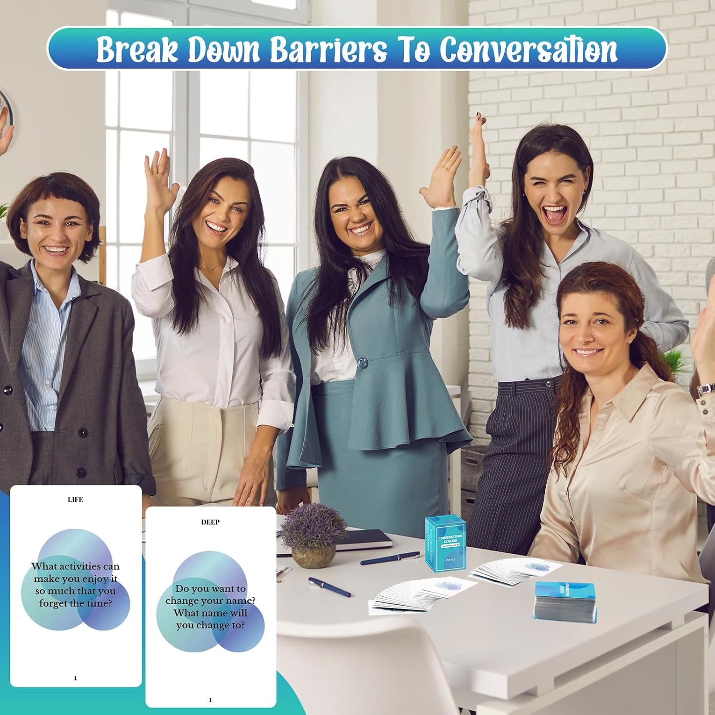 Poen Conversation Cards Games Deeper Talk Deck Conversation Starters Relationship Building Questions Games Team Building Activities for Office Meetings and Workplace (Conversation Starter)