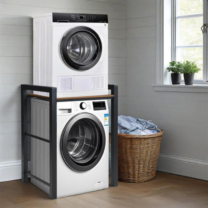 Heavy Duty Steel Shelf Over Washer and Dryer, Portable Washer and Dryer Stand, Laundry Room Organizer with Adjustable Laminate, Washing Machine Shelf for Bathroom and Laundry Room (Black-A)