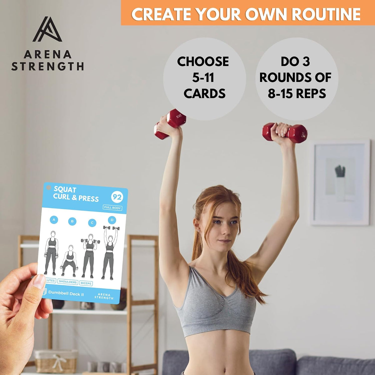 Arena Strength Workout Cards - Instructional Fitness Deck for Booty Band Workouts, Beginner Fitness Guide for Resistance Band Training Exercises at Home. Includes Workout Routines.