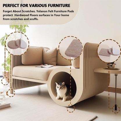 Felt Furniture Pads -56 Pcs(1+2)” Premium Felt Pads for Chair Legs Furniture, Floor Protectors for Hardwood Floors,Brown