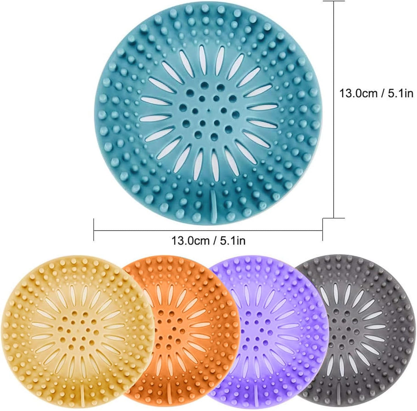 Gotega 5 Pack Sink Drain Strainer, Hair Catcher for Bathroom Tub Shower | Sink Hair Catcher Shower Drain Durable Silicone Hair Stopper Shower Drain Cover Hair Trap, Bathroom Sink Replacement
