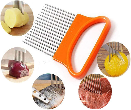 2Pcs Onion Holder Slicer, Stainless Steel