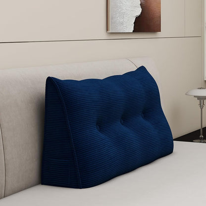 Headboard Wedge Pillows for Sitting Up in Bed Rest Adult，Triangular Upholstered Stuffed Reading Pillow for Sofa Couch Back Cushions Lumbar Body Support Dorm Bedroom（King，Corduroy Gray）