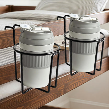 2 Pack Bed Cup Holder, Metal Bedside Drink Holder for Bunk Bed & Loft Bed, 3.35" Large Diameter Bed Rail Cup Holder, Heavy Duty Water Bottle Holder for Dorm Room, Wheelchair, Hospital Bed, Office