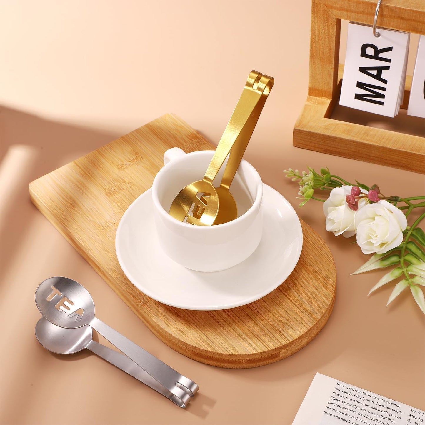 2 Pcs Tea Bag Squeezer, Stainless Steel Tea Spoon for Loose Tea Round Tea Bag Clamp Tea Bag Tongs Tea Bag Clip Tea Bag Grip Holder Strainer for Tea Drinkers Accessories Tool