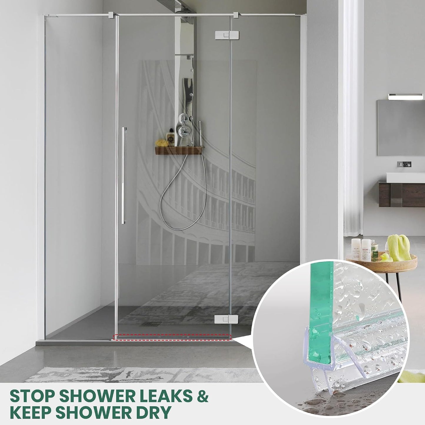 2-Pack 5/16" x 39" Shower Door Bottom Seal Strip, Shower Door Sweep | Frameless Glass Door Seal Strip, Stop Shower Leaks for 5/16" (8mm) Thick Glass