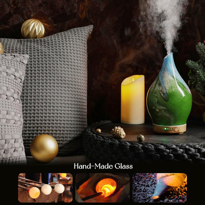 Porseme Oil Diffuser 3D Glass Aromatherapy Ultrasonic Humidifier, Air Refresh Auto Shut-Off, Timer Setting, BPA Free for Home Hotel Yoga Leisure SPA Gift 150ml Last 6H - Colors B