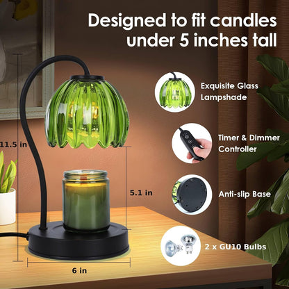 Electric Candle Warmer Lamp with Timer & Dimmer, Gray Tulip Lampshade