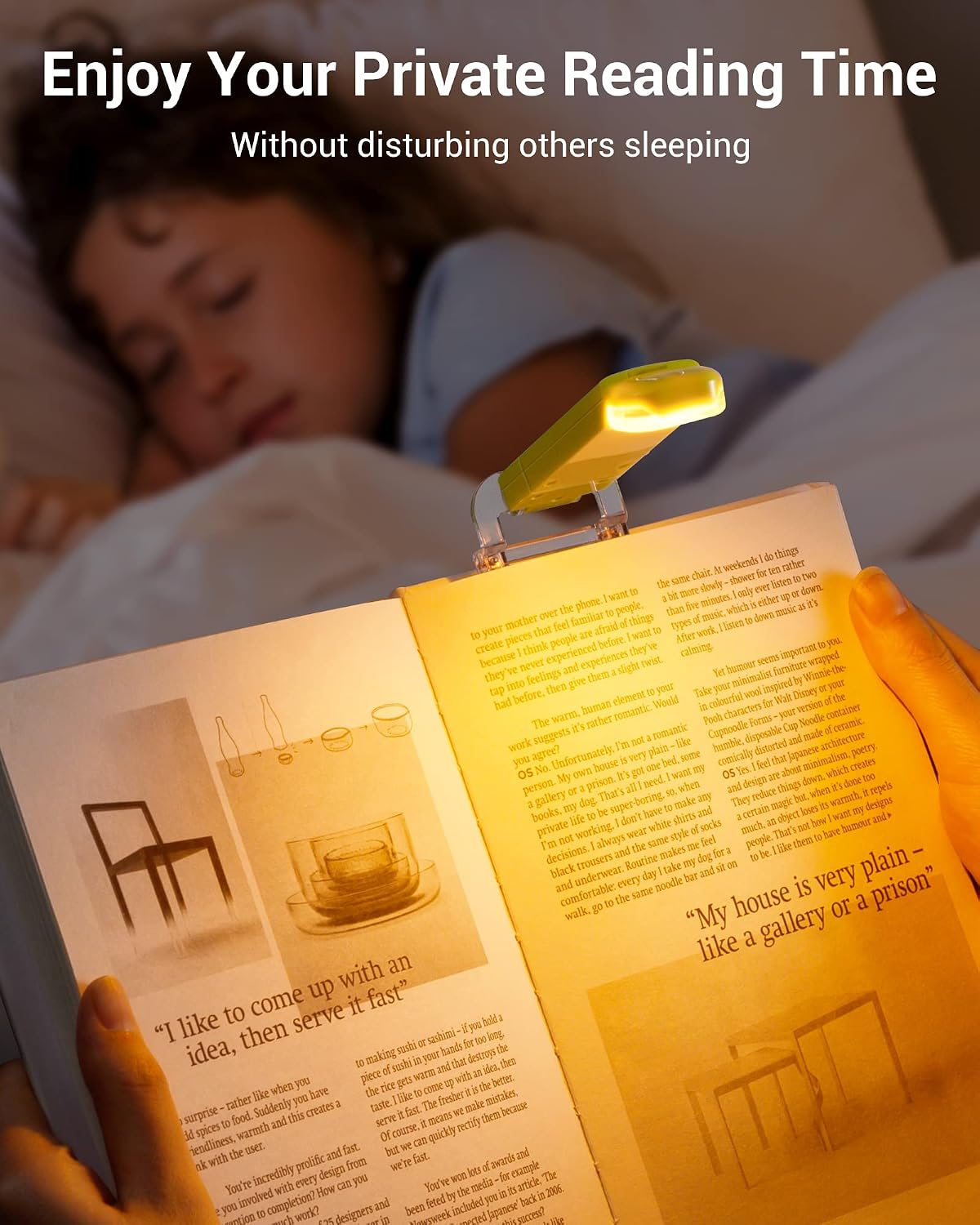 DEWENWILS Book Light, Amber Warm Clip On LED with 3 Adjustable Brightness for Eye Protection, Rechargeable USB Long Lasting Reading Light, Gifts for Bookworms, Kids (Black)