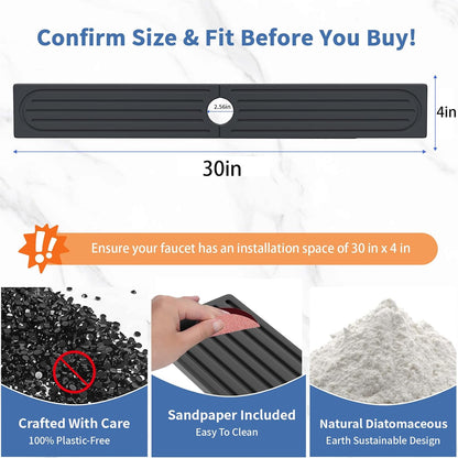 Faucet Mat for Kitchen Sink with Raised Feet, Stone Sink Mat Quick Dry around Faucet, Water Absorbent Stone Tray, Sink Splash Guard & Protectors, Stone Drying Mat for kitchen Counter