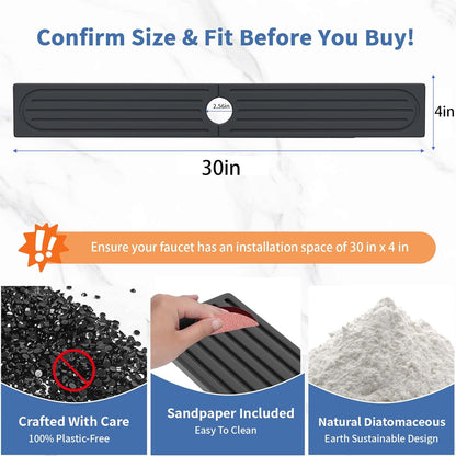 Faucet Mat for Kitchen Sink, Water Absorbent Kitchen Faucet Mat, Durable Sink Splash Guard with Raised Feet, Diatomite Fast Drying Kitchen Sink Faucet Mat, Bathroom Stone Drying Tray for Counter