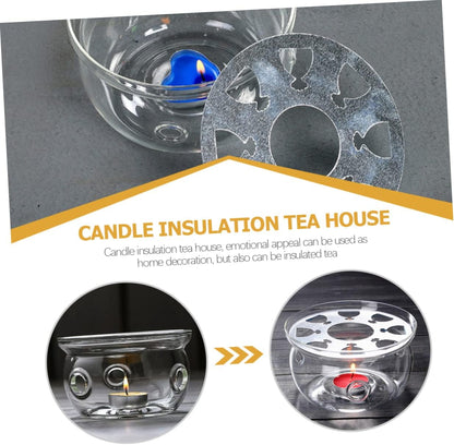 Glass Teapot Warmer Base High Borosilicate Glass Candle Holder for Tea Ceremony Accessories Elegant Heating Stand for Home Office and Tea Lovers Smooth Surface Design