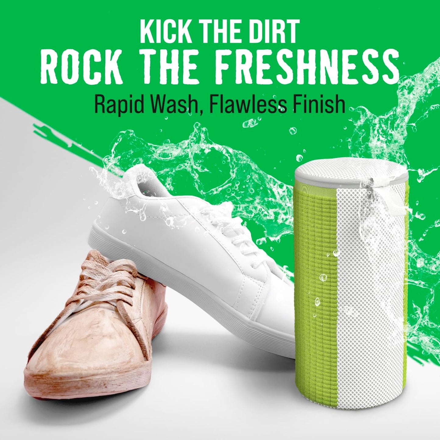 Rockin' Green Shoe Washing Machine Bag Deep Clean 1 Pack | 360° Deep Clean, Reusable, with Cleaning Fibers and Zipper, Shoe Washing Machine Bag, Sneaker Cleaning Kit